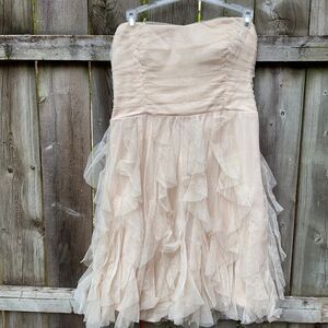 Gold strapless shimmer dress sz. 15